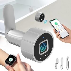 Fingerabdruck Schloss, Eseesmart Briefkastenschloss mit APP Fingerabdruck, Elektronisches Schrankschloss mit 3 Schließzunge, Schubladenschloss für Spind Möbel 20mm